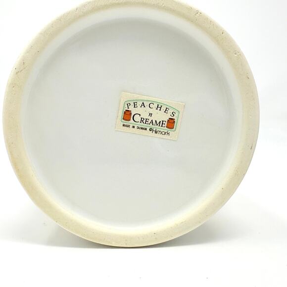 Vtg 80s Himark Peaches N Cream Cow Jug Canister Utensils Spoon Rest Trivet NOS - Picture 8 of 16